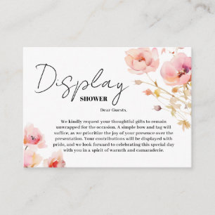 Boho Blush Pink Floral Display Shower Chic  Enclosure Card