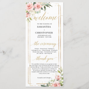 Boho Blush pink floral eucalyptus gold program