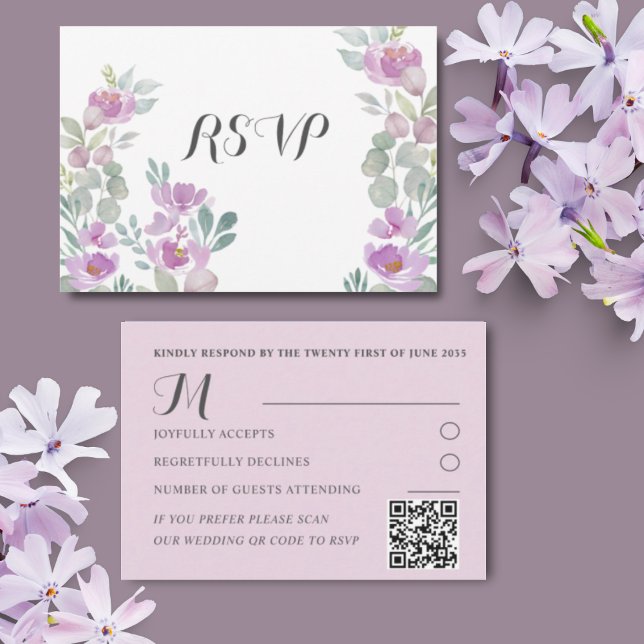 Boho Blush Pink  Floral Eucalyptus Wedding RSVP Card (Creator Uploaded)