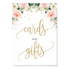 Boho blush pink floral gold cards and gifts sign