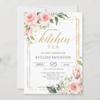 Boho Blush pink floral gold frame kitchen tea