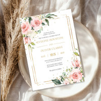 Boho blush pink floral gold geometric chic wedding
