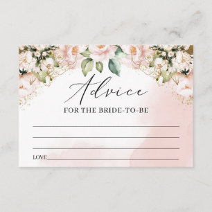Boho Blush Pink floral gold leaves advice card