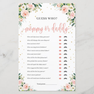 Boho blush pink floral green mummy or daddy game
