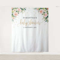 Boho blush pink floral roses greenery baby shower