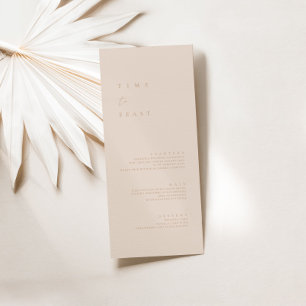 Boho Blush Pink Minimalist Wedding Flat Menu