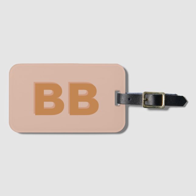 Boho Blush Pink Modern Monogram Initial Luggage Tag (Front Horizontal)