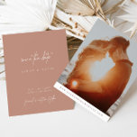 Boho Blush Pink Modern Script Photo Save the Date<br><div class="desc">Design features an handwritten font and modern minimalist design. Designed to coordinate with for the «AURORA» Wedding Invitation Collection. To change details, click «Personalise». To move the text or change the size, font, or colour, click «Click to customise further» It. View the collection link on this page to see all...</div>