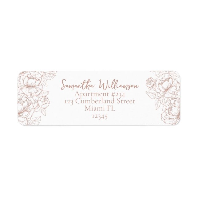 Boho Blush Pink Modern Wedding Return Address Label (Front)
