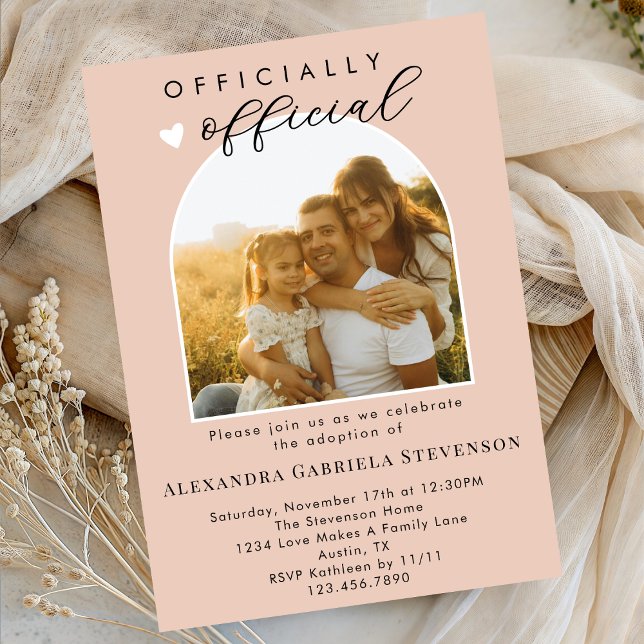 Boho Blush Pink Official Adoption Day Celebration  Invitation (Creator Uploaded)