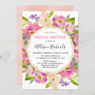 Boho blush pink pastel bridal shower invitation
