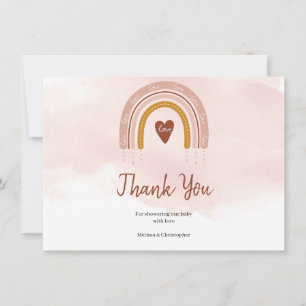 Boho Blush Pink Rainbow Baby Shower Thank You  Card