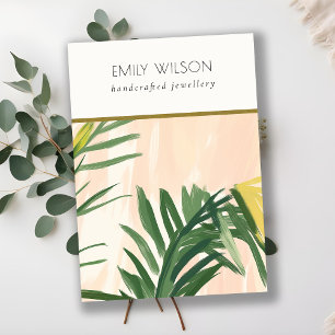 Boho Blush Tropical Palm Leaf Blank Jewelry Holder Business Card