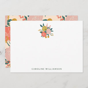 Boho Blush Yellow Botanical Flowers Personalised Card