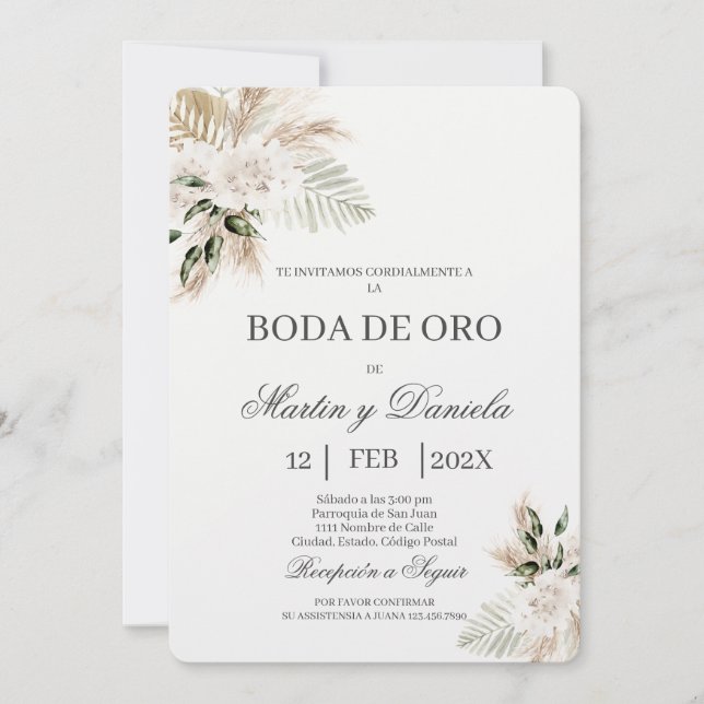 Boho boda de oro invitation (Front)