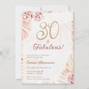 Boho Bohemian 30 & Fabulous Ladies 30th Birthday I Invitation