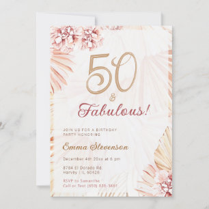 Boho Bohemian 50 & Fabulous Ladies 50th Birthday Invitation