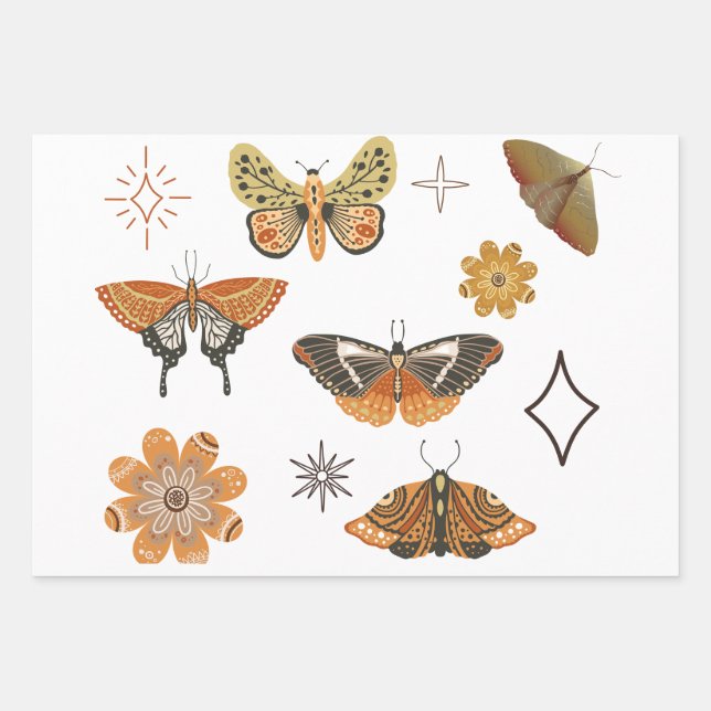 Boho Bohemian Butterflies  Wrapping Paper Sheet (Front)
