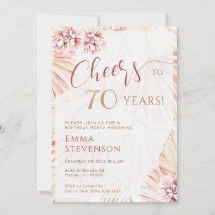 Boho Bohemian Cheers 70 Years Ladies 70th Birthday Invitation