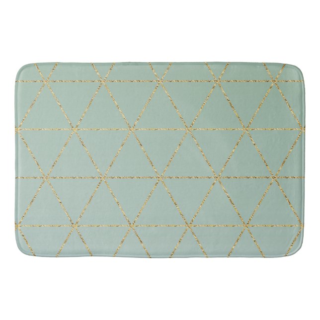 Boho Bohemian Chic Gold & Mint Geometric Glam Bath Mat (Front)