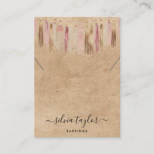 Boho Bohemian Craft Paper Earring Necklace Display Business Card