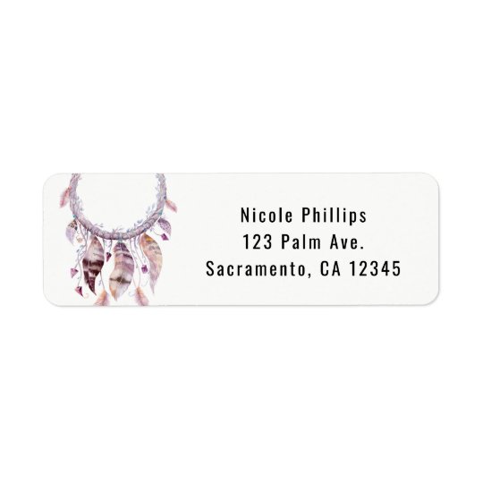 Boho Bohemian Dream Catcher Feather Invitation Return Address Label
