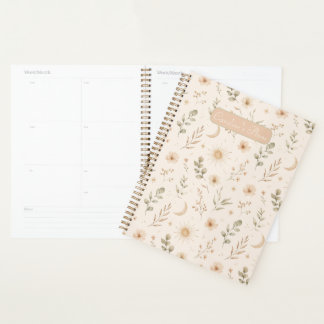 Boho Bohemian Floral Moon Sun Botanical Planner