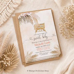 Boho Bohemian Pampas Baby Shower Invitation