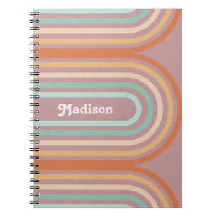 Boho Bohemian Pastel Rainbow Mauve Background Notebook
