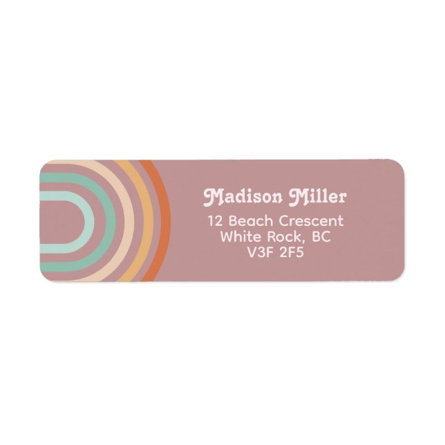 Boho Bohemian Pastel Rainbow Mauve Background Return Address Label (Front)