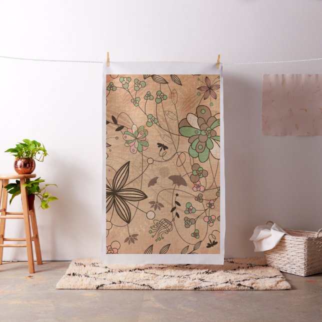 Boho Bohemian Retro Colourful Floral Flowers Fabric (In Situ)