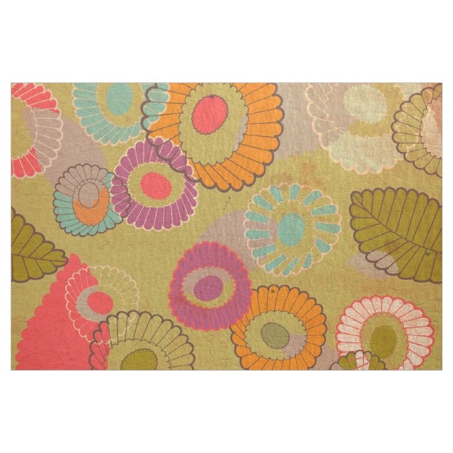 Boho Bohemian Retro Colourful Floral Flowers Fabric (Yard)