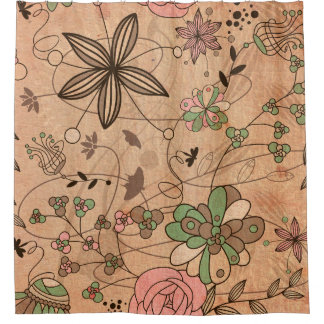 Boho Bohemian Retro Colourful Floral Flowers Shower Curtain