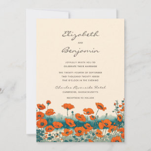 Boho Bohemian Rustic Floral Wildflower Wedding Invitation