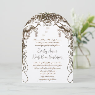 Boho Bohemian Rustic Peacock Vintage Love Birds Invitation