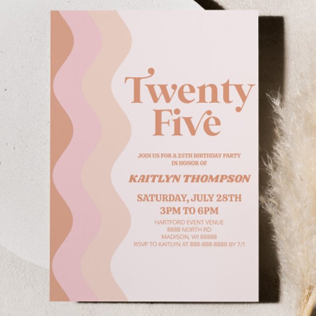 Boho Bohemian Twenty Five 25th Birthday Party Invitation (Creator Uploaded)