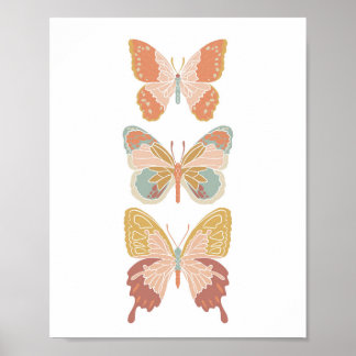 Boho Bold Butterfly Butterflies Girl Nursery Art  Poster