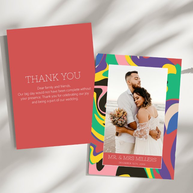 Boho Bold Colourful Wedding Thank You Card (Creator Uploaded)