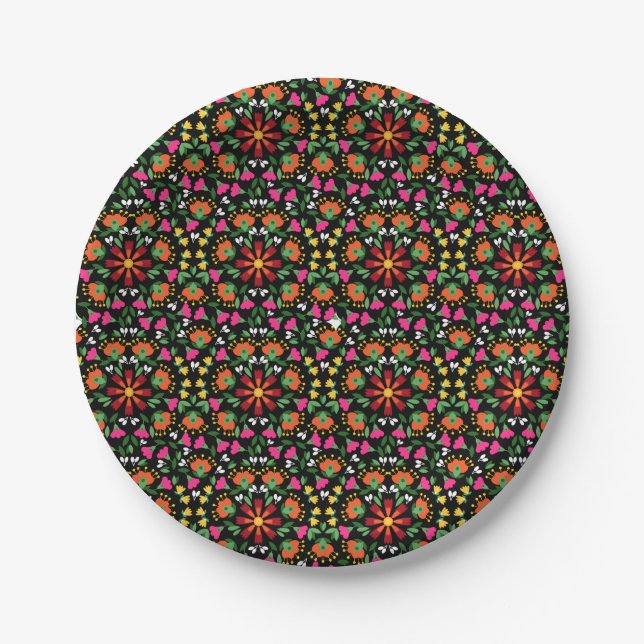 Boho Bold Floral Trivet Paper Plate (Front)