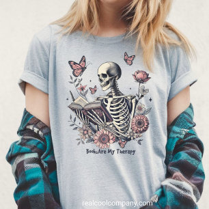 Boho Bookish Skeleton T-Shirt – Spooky Cute Vibes Tri-Blend Shirt