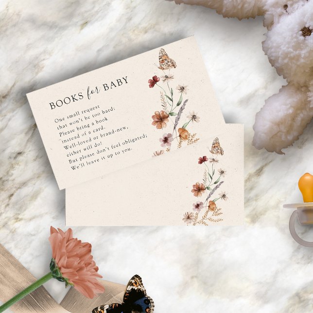 Boho Books For Baby Enclosure Card (Boho Watercolor Wildflowers Books For Baby Enclosure Card by Painted Paperie
)