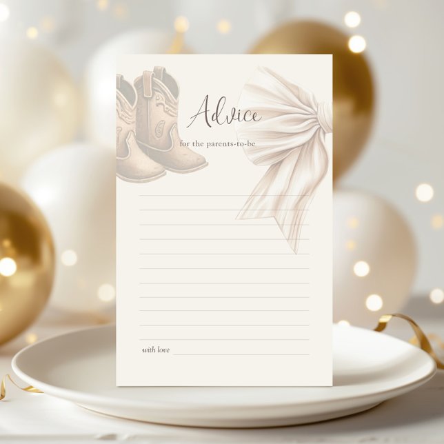 Boho Boots Or Bows Gender Reveal Advice Card (Creator Uploaded)