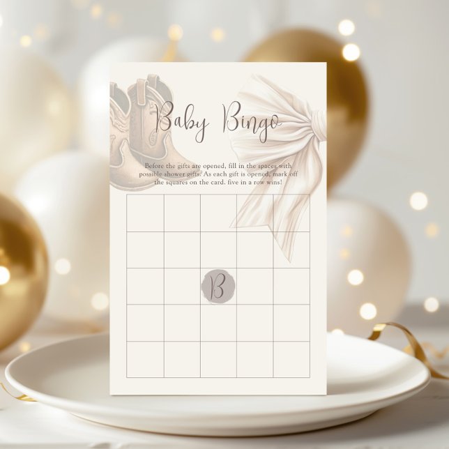 Boho Boots Or Bows Gender Reveal Bingo Game (Creator Uploaded)