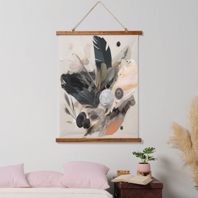 Boho Botanical Abstract Earthy Minimalist  Hanging Tapestry (Bedroom)