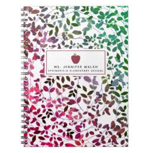 Boho Botanical Apple Teacher Notebook