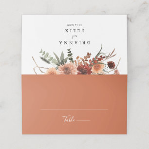 Boho Botanical Autumn Floral Wedding Place Card
