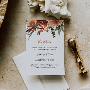 Boho Botanical Autumn Floral Wedding Reception Enclosure Card