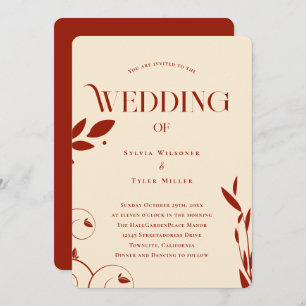 Boho Botanical Beige Wedding Invitation