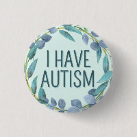 Boho Botanical Blue Leaves Text Autism