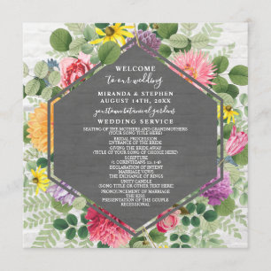 Boho Botanical Brick Wildflower Wedding Program